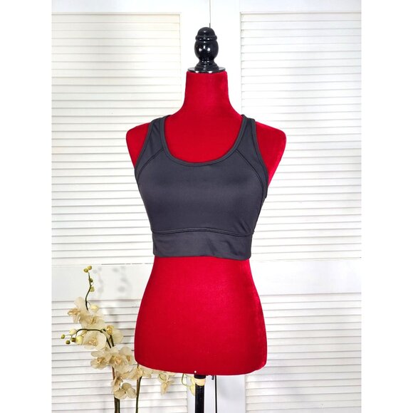 Athleta Women's Black Raceback Key Hole Back Lightly Lined Sports Bra Sz M 1031 - Picture 2 of 9